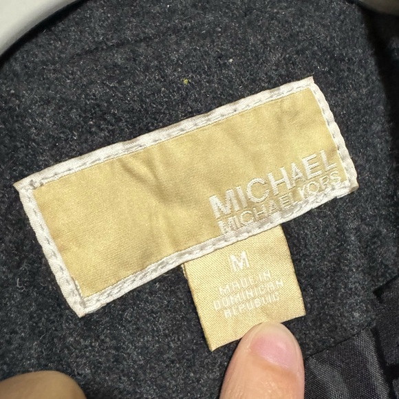 Michael Kors Dark Charcoal Gray Wool Blend Classic Winter Pea Coat Size Medium - Picture 2 of 5